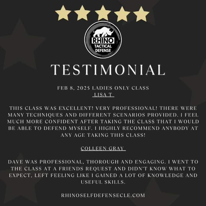 Reviews for a Ladies Self Defense class